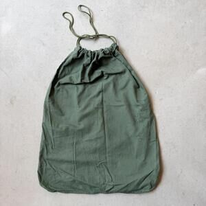 Vintage Military Olive Green Canvas Drawstring Laundry Bag
